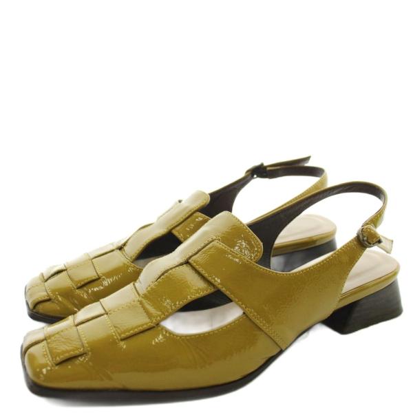 サヴァサヴァ cava cava バックスリングパンプス ローヒール レザー 24 マスタード 13...
