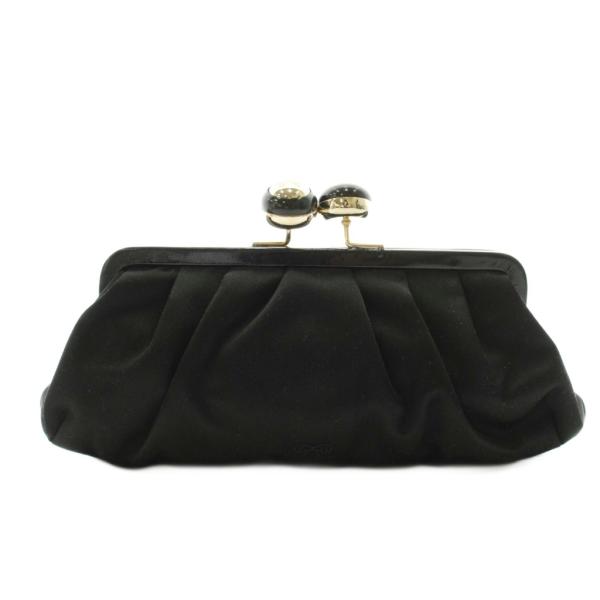 アニヤハインドマーチ ANYA HINDMARCH パーティーバッグ クラッチバッグ がま口 黒 ブ...