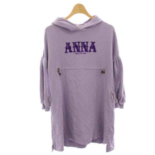 アナスイ ANNA SUI 子供服 Mini パーカーワンピース ひざ丈 長袖 ロゴ 140 紫 パ...