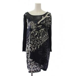 ヴィヴィアンタム VIVIENNE TAM チュニック 七分袖 ドラゴン柄 1 紺 016-240833 /BM レディース