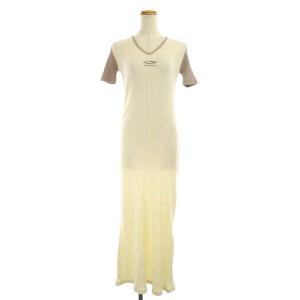 中古 未使用品 マリメッコ marimekko ワンピース リブニット 半袖 Vネック ロング コッ...