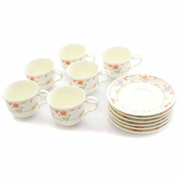 ナルミ ボーンチャイナ NARUMI BONE CHINA カップ＆ソーサー 12点 6客セット 花...