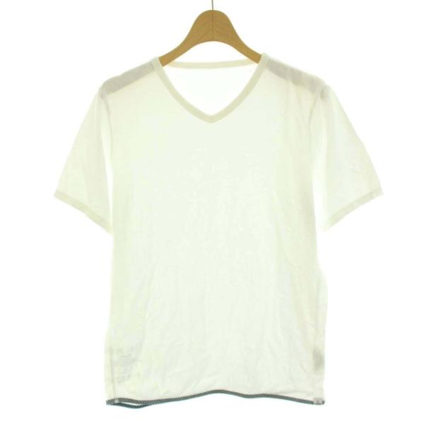 CUBISM Tシャツ カットソー Vネック 半袖 1 S 白 ホワイト /DK ■GY03 レディ...