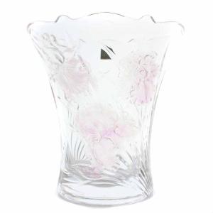 保谷クリスタル HOYA CRYSTAL flower vase 花瓶 クリスタルガラス 花柄 フラワー柄 クリア ピンク /YI19 ■GY18 メンズ レディース｜vectorpremium