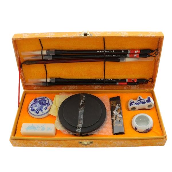 書道セット 習字 筆 墨 硯 文鎮 筆置き 毛氈  /IR ■GY99 その他