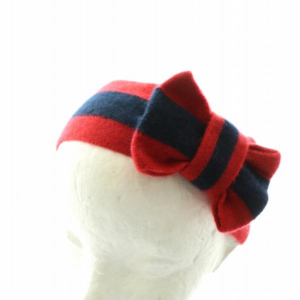 グッチ チルドレンズカシミヤボウヘッドバンド ヘアバンド ヘアアクセサリー ニット リボン バイカラ...