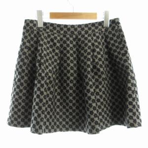 ミッシュマッシュ MISCH MASCH フレアスカート ミニ 花柄 M 黒 ブラック 白 ホワイト /RO レディース