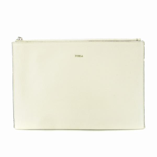 フルラ FURLA セカンドバッグ クラッチバッグ スクエア型 レザー ロゴ 花柄 鞄 グレー /M...