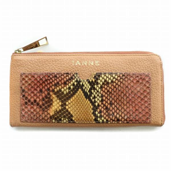 イアンヌ IANNE ナタリーパイソン 長財布 ロングウォレット ラウンドファスナー 切替 ロゴ プ...
