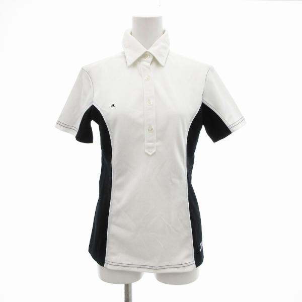 ジェイリンドバーグ J.LINDEBERG ポロシャツ 半袖 ロゴ刺繍 バイカラー L 白 ホワイト...