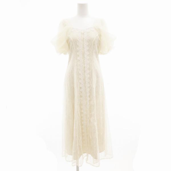ダズリン dazzlin チュールベールレースワンピース ドレス 半袖 ロング S 白 ホワイト 0...