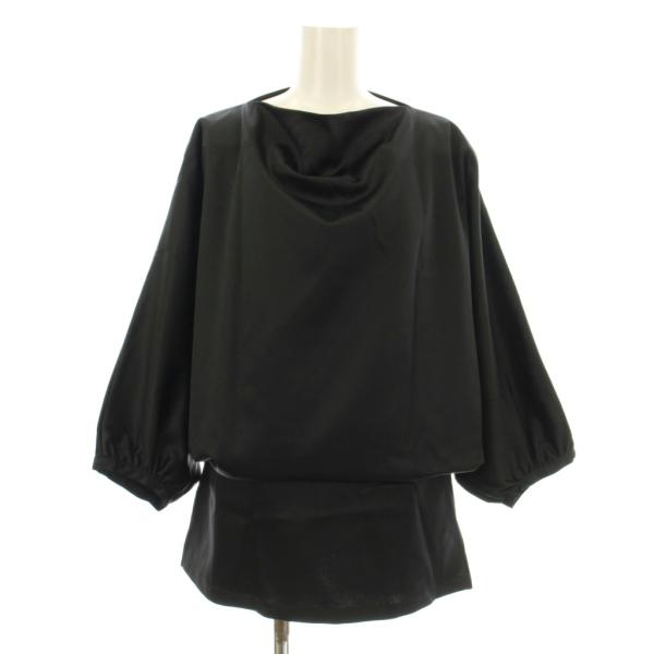 トーテム TOTEME ドレープサテントップス カットソー チュニック 七分袖 36 黒 ブラック ...