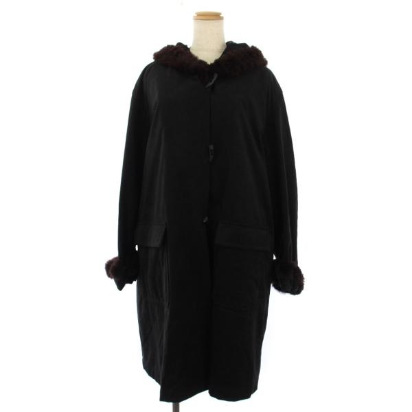 エンバ EMBA ダッフルコート ロング フード ファー 黒 /BM ■MA レディース