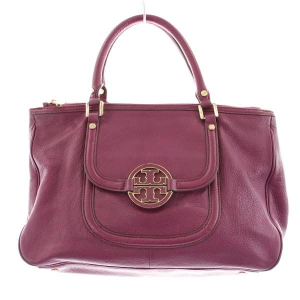 トリーバーチ TORY BURCH トートバッグ ハンドバッグ レザー ロゴ 紫 パープル /KU ...