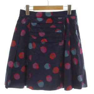 マークバイマークジェイコブス MARC by MARC JACOBS プリーツスカート 2 紺 ミニ丈 ドット柄 /GG ■MA レディース