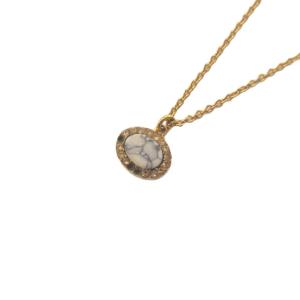 ヴィヴィアンウエストウッド Vivienne Westwood ネックレス ストーン 大理石柄 真鍮 ゴールドカラー 白 ホワイト 黒 ブラック /YT ■GY09