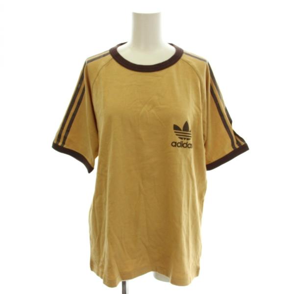未使用品 アディダス adidas Tシャツ L 茶色 ブラウン ロゴプリント 半袖 /LP ■MA...