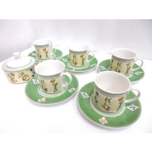 未使用品 ビレロイ&amp;ボッホ Villeroy&amp;Boch エデン カップ&amp;ソーサー 5客 シュガーポッ...