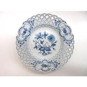 未使用品 マイセン Meissen ブルーオニオン 透かし プレート18cm ブルー×ホワイト 皿 ...