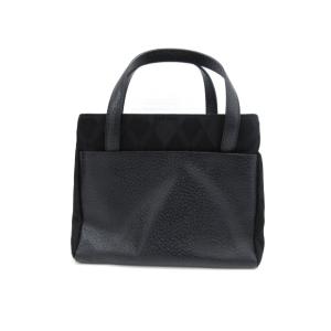 ジバンシィ GIVENCHY ミニハンドバッグ ブラック ナイロン×レザー ダイヤ柄 ロゴ柄 黒 か...