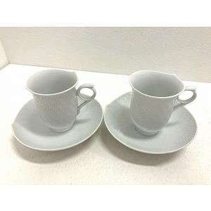 未使用品 マイセン MEISSEN 波の戯れ カップ&amp;ソーサー ペアセット 2客 ホワイト 白 ティ...