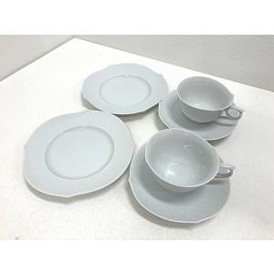 未使用品 マイセン MEISSEN 波の戯れ カップ&amp;ソーサー ケーキ皿 ペアセット 2客 小皿 ホ...