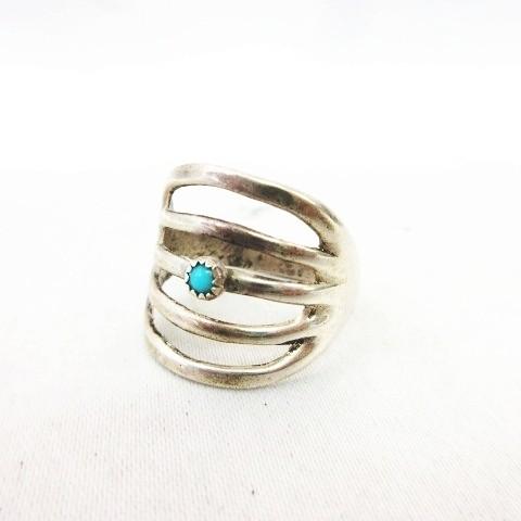 ナバホ族 NAVAJO インディアンジュエリー ターコイズ リング 指輪17号 シルバー メンズ 中...