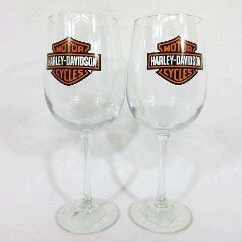 中古 ハーレーダビッドソン HARLEY DAVIDSON ワイングラス コップ 2個 セット ロゴ...