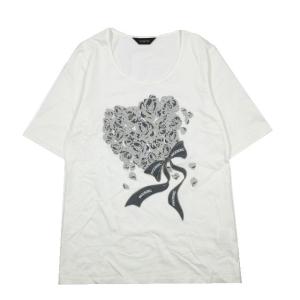 インゲボルグ INGEBORG Tシャツ カットソー リボン花柄 装飾 半袖 クルーネック 白 ホワイト 3 レディース｜vectorpremium