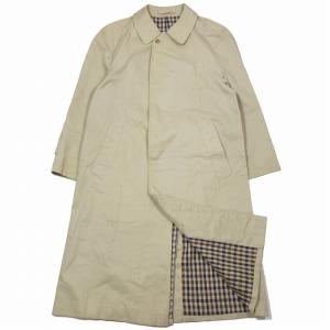 アクアスキュータム AQUASCUTUM 英国製 ステンカラーコート ジャケット ロング クラブチェック柄裏地 ベージュ/5▲B12