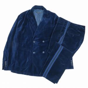 エンジニアードガーメンツ Engineered Garments ベロア スーツ セットアップ ダブルブレスト ピークドラペル サイドラインパンツ ネイビー｜vectorpremium