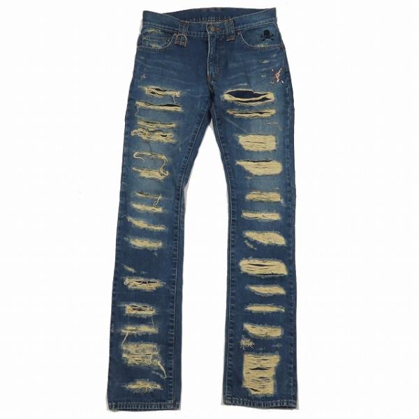 2013年 ロエン Roen Jeans VAN デニム ジーンズ パンツ ダメージ加工 スカル ラ...