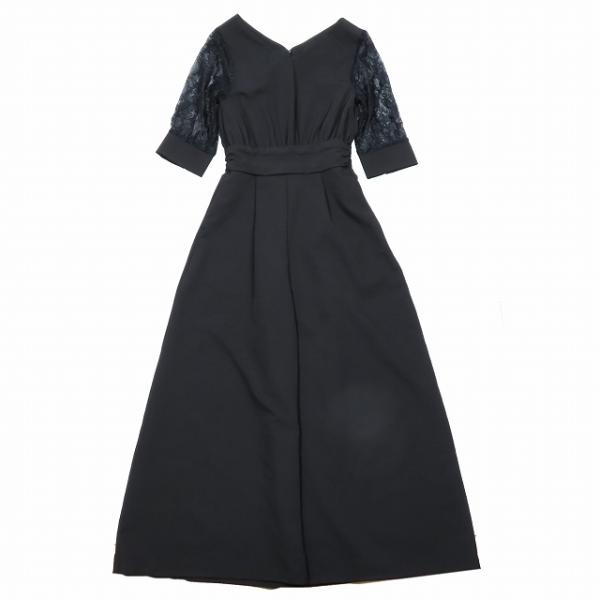 美品 ランダ RANDA Vネック袖レースロンパース ドレス オールインワン コンビネゾン 0 黒 ...