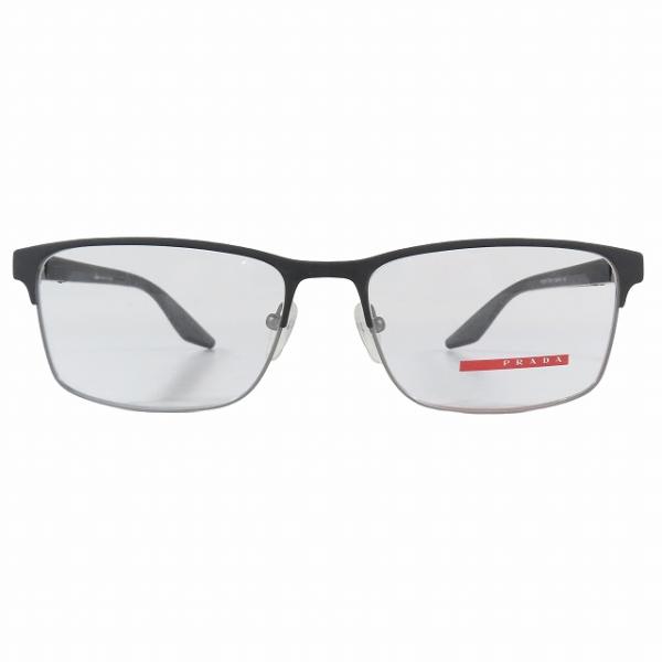未使用品 プラダ PRADA 眼鏡 アイウェア ハーフリム スクエア型 デモレンズ 57□17 12...