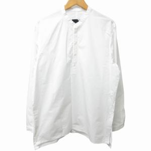 エイトン ATON 美品 近年モデル SUVIN BROAD バンドカラーシャツ ヘンリーネック サイドスリット 長袖 白 ホワイト 4 約XL 1113 メンズ