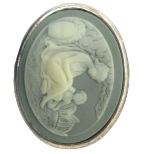 カメオ cameo ブローチ ピンバッジ アクセサリー 女神 ゴールド金具 金色 緑系 ゴールド色 グリーン 0119 ■WY レディース