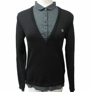 フレッドペリー FRED PERRY ウール シャツドッキングニット  セーター 長袖 Vネック ロ...