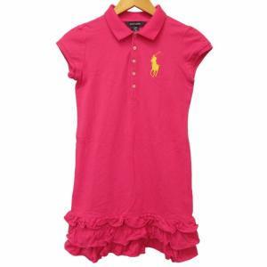 ラルフローレン RALPH LAUREN ワンピース ポロシャツ ビッグポニーロゴ フリルデザイン ピンク キッズ 女の子 Lサイズ 約150cm  IBO48｜vectorpremium