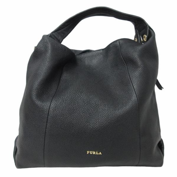 フルラ FURLA レザーハンドバッグ トートバッグ 手提げバッグ ゴールド金具 黒 ブラック 04...