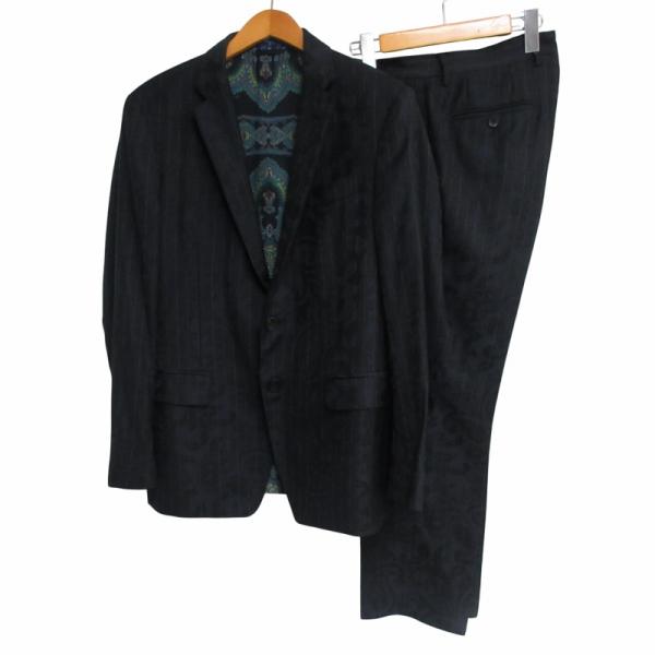 エトロ ETRO シャドーペイズリー×ストライプ シングルスーツ セットアップ ウール 裏地総柄 本...