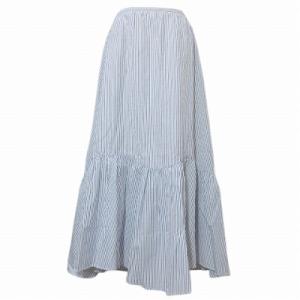 イエナ IENA 美品 21年 ストライプギャザーティアードスカート ロング フレア 38 M相当 ...