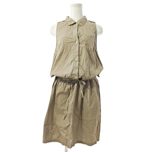 バグッタ Bagutta ノースリーブ シャツワンピース 膝丈 コットン ブラウジング ベージュ 1...