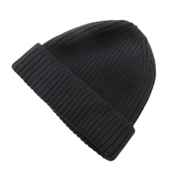 バナナリパブリック BANANA REPUBLIC ニットキャップ ニット帽 ビーニー リブ 黒 ブ...