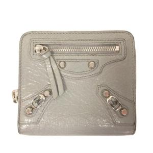 バレンシアガ BALENCIAGA クラシック 財布 サイフ レザー 二つ折り ラウンドファスナー 小銭入れ 札入れ グレー メンズ レディース