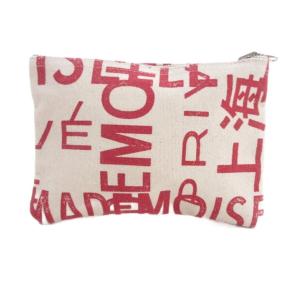 シャネル CHANEL マドモアゼルプリヴェ展 上海 ポーチ 赤 レッド 白 ホワイト 文字プリント/HW レディース