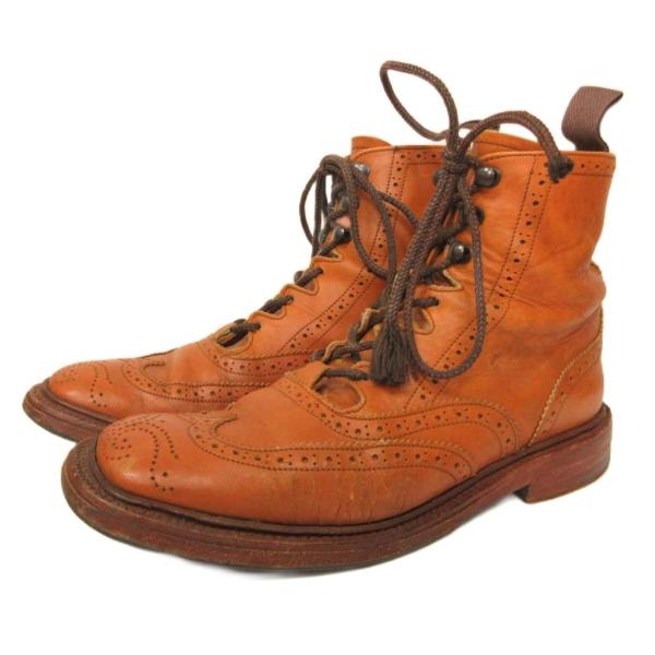 トリッカーズ TRICKER'S レースアップブーツ ウイングチップ レザー UK6.5 茶 ブラウ...
