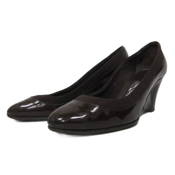 サルヴァトーレフェラガモ Salvatore Ferragamo ウェッジヒールパンプス エナメル ...