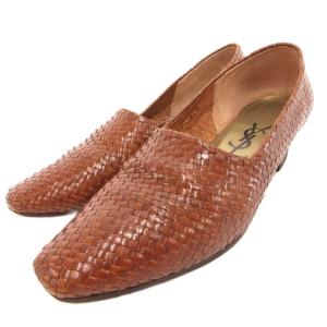イヴサンローラン YVES SAINT LAURENT パンプス シューズ メッシュレザー 編み込み 35.5 茶 ブラウン /JS IBO100 レディース