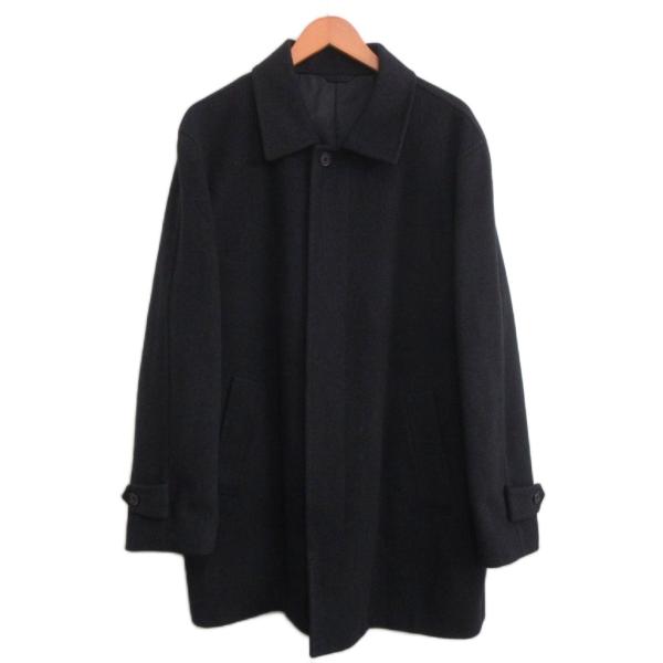 ダーバン DURBAN basic gear カシミヤ ステンカラーコート 比翼 ミドル丈 L 黒 ...
