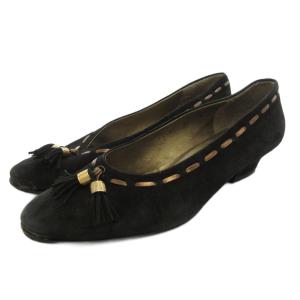 イヴサンローラン YVES SAINT LAURENT パンプス スエード タッセル バイカラー 36 黒 ブラック ゴールドカラー